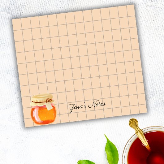 Tea Time Honey Pot Personalized Grid Sticky Notes