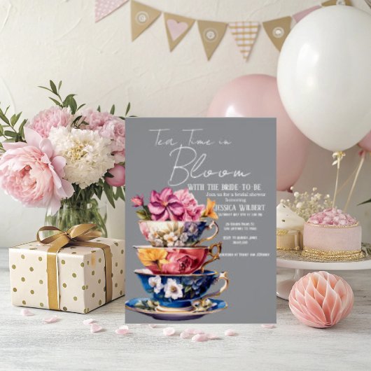 Tea Time in Bloom Bridal Shower Invitation