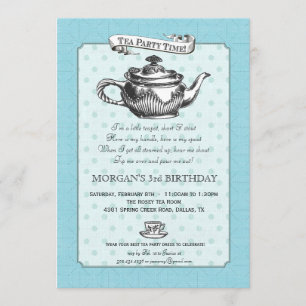 Tea Time Invitation à la fête d'anniversaire - Aqu