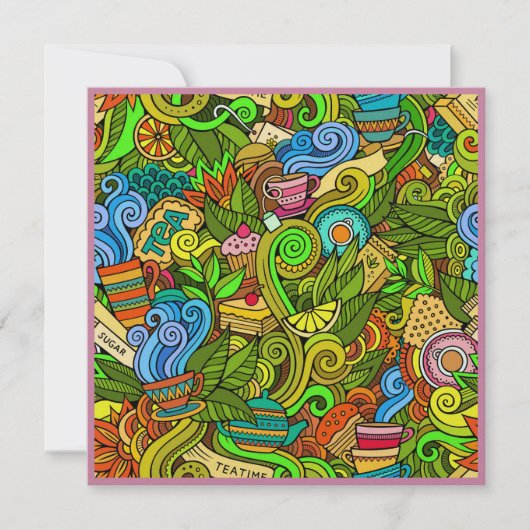 Tea Time Invitations de fête irrésistible (Devant)