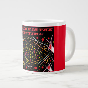 TEA TIME Kleuren rood zwart wit kunst ontwerp Extra Grote Beker