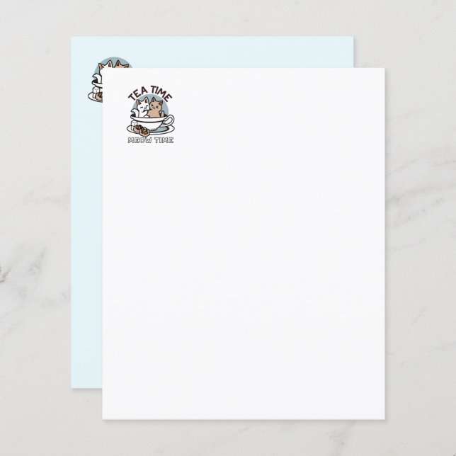 Tea Time Meow Time - Schattige kat en thee ontwerp (Voorkant / Achterkant)