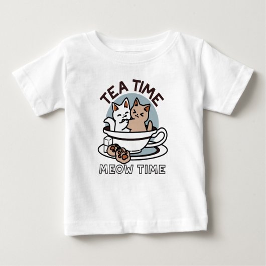 Tea Time Meow Time - Schattige kat en thee ontwerp (Voorkant)