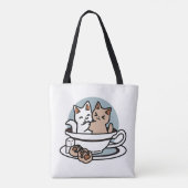 Tea Time Meow Time - Schattige kat en thee ontwerp Draagtas (Achterkant)