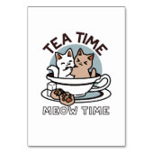 Tea Time Meow Time - Schattige kat en thee ontwerp Kaart (Voorkant)