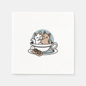 Tea Time Meow Time - Schattige kat en thee ontwerp Servet (Voorkant)