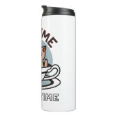 Tea Time Meow Time - Schattige kat en thee ontwerp Thermosbeker (Geroteerd rechts)