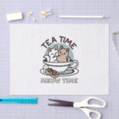 Tea Time Meow Time - Schattige kat en thee ontwerp Tissuepapier (Craft)