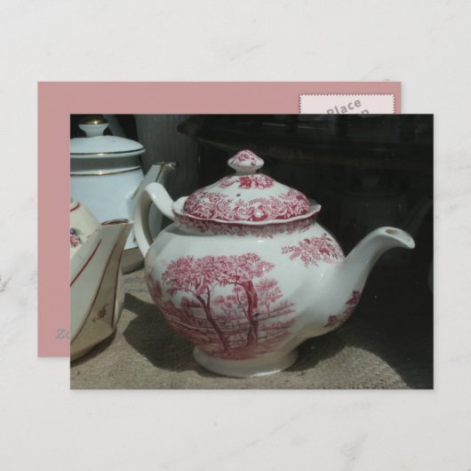 Tea Time met  Engelse Teapot PostC Briefkaart (Voorkant / Achterkant)