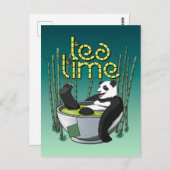 Tea Time Panda Briefkaart (Voorkant / Achterkant)