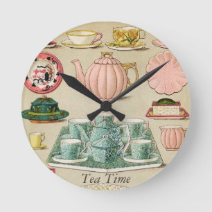 Tea Time  Pastel Art Wall Clock Ronde Klok