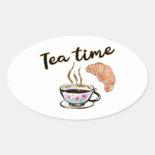 Tea time planner sticker, gift thee patrontoevoer  ovale sticker