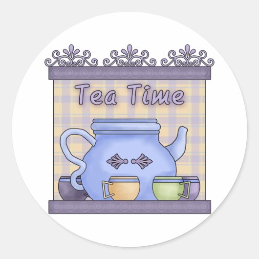 Tea Time Ronde Sticker (Voorkant)