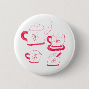 Tea Time Round Badge Ronde Button 5,7 Cm