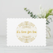 Tea Time Scalloped Invitations Kaart (Staand voorkant)