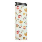 Tea Time Seamless Patroon Thermosbeker (Geroteerd rechts)