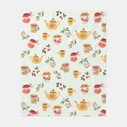 Tea Time Seamless Pattern Baby Fleece Deken