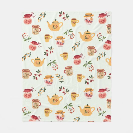 Tea Time Seamless Pattern Baby Fleece Deken (Voorkant)