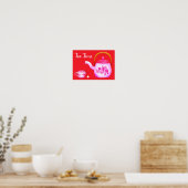 Tea time slogan tea lover Roze  theepot kunst Poster (Keuken)
