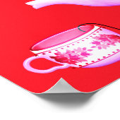 Tea time slogan tea lover Roze  theepot kunst Poster (Hoek)