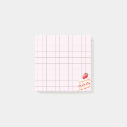 Tea Time Strawberry Cake - Personalized Grid Stick Post-it® Notes (Voorkant)