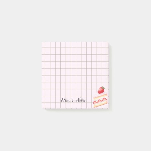 Tea Time Strawberry Cake - Personalized Grid Stick Post-it® Notes (Voorkant)