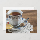 Tea time Tea cup carte postale pour le post-croise (Devant / Derrière)
