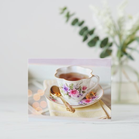 Tea time Tea cup carte postale pour le post-croise (Debout devant)