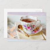 Tea time Tea cup carte postale pour le post-croise (Devant / Derrière)