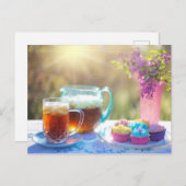 Tea time Tea cup carte postale pour le post-croise (Devant / Derrière)