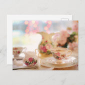 Tea time Tea cup carte postale pour le post-croise (Devant / Derrière)