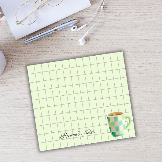 Tea Time Tea Cup - Personalized Grid Sticky Notes