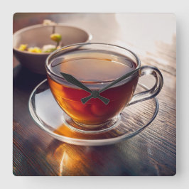 Tea Time Vierkante Klok