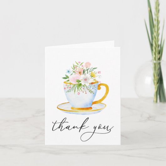 Tea Time Whimsical Fleur sauvage Carte de remercie (Devant)