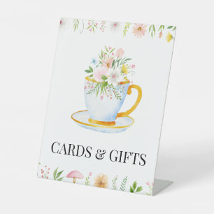 Tea Time Whimsical Wildflower Kaarten & Gifts Sign Reclamebord Met Voetstuk