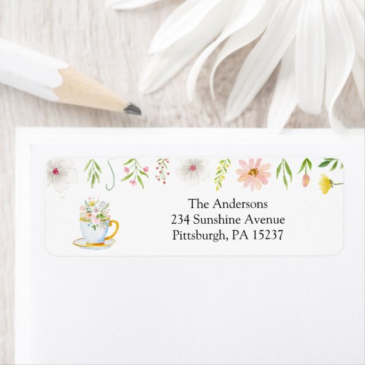 Tea Time Wildflower Return Address Label (Insitu)