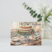 Tea Time with Cake Tea Party Feestdagenkaart (Staand voorkant)