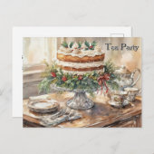 Tea Time with Cake Tea Party Feestdagenkaart (Voorkant / Achterkant)