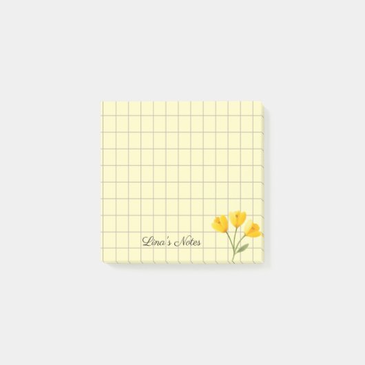 Tea Time Yellow Flower - Personalized Grid Sticky Post-it® Notes (Voorkant)