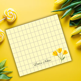 Tea Time Yellow Flower - Personalized Grid Sticky Post-it® Notes