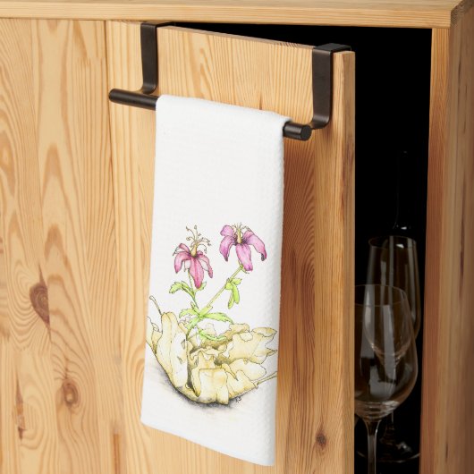 Tea towel, watercolor wildflower geranium theedoek (Derde Gevouwen)