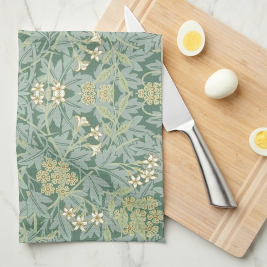 TEA TOWEL : WILLIAM MORRIS :JASMINE THEEDOEK (Quarter Fold)