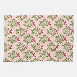 Tea towel with mistletoe design theedoek