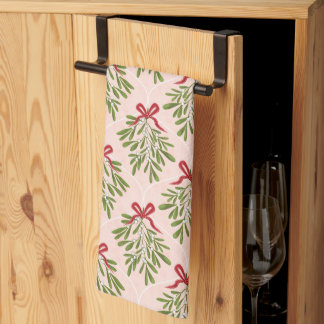 Tea towel with mistletoe design theedoek