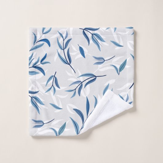 Tea Tree Feuilles Turquoise bleu et gris Serviette (Gant de toilette)