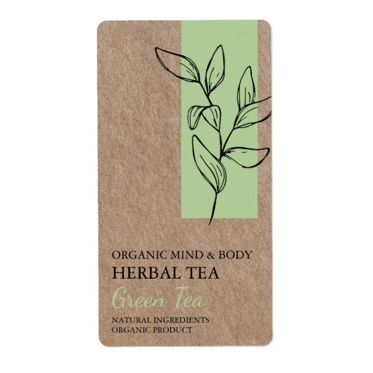 Tea vert bio Tea à base de plantes Kraft Étiquette (Devant)