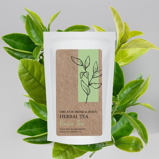 Tea vert bio Tea à base de plantes Kraft Étiquette