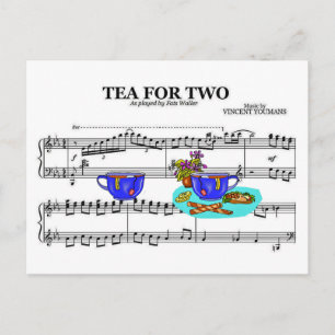 Tea voor twee theekopjes ~ vel Music Background Briefkaart