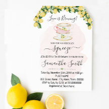Tea Vrijgezellenfeest Lemons Pink Summer Invitatio