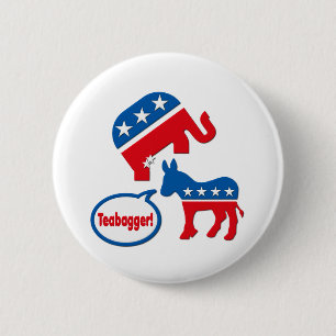 Teabagger Republican Democraat Tea Party Politics Ronde Button 5,7 Cm